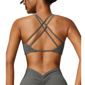 Sujetador deportivo transpirable y elástico para mujer con logo personalizado, diseño cruzado, ideal para yoga, fitness y gimnasio, venta al por mayor. - Product Image 5