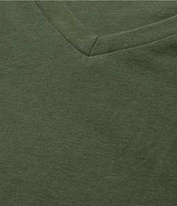 เสื้อยืดคอกวีแขนสั้นผู้ชาย สีเขียวล้วน ทรงปกติ สวมใส่สบาย ผลิตจากผ้าถัก เป็นมิตรต่อสิ่งแวดล้อม ระบายอากาศได้ดี ความยาวสั้น - Product Image 3