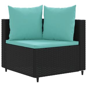 Divano da 7 pezzi in Poly Rattan nero con cuscini eleganti Set da giardino - Product Image 3