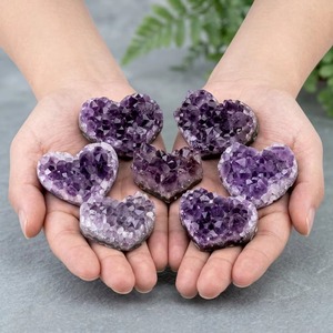 Beautiful Amethyst Heart Druzy <b>Cluster</b> Polished <b>Crystal</b> Geode Decor Love Theme Valentine's Day Gift Collection - Product Image 3