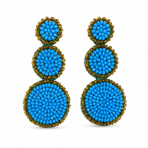 Turquoise <b>Blue</b> <b>Beaded</b> Drop Earrings Women Handmade Round Statement Dangle Earrings Fashion Jewelry Wholesale - Product Image 1