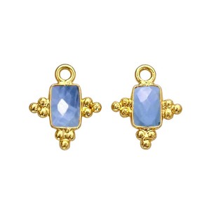 DIY Rectangle Shape Blue <b>Opal</b> 5x4 MM Gemstone Charms Pendant For Making Jewelry - Product Image 1