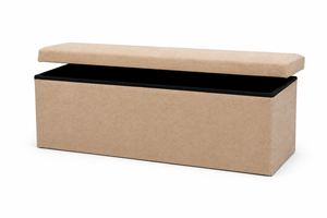Banc de rangement moderne pliable en tissu de qualité supérieure, couleur beige neutre, pour salon - Product Image 2