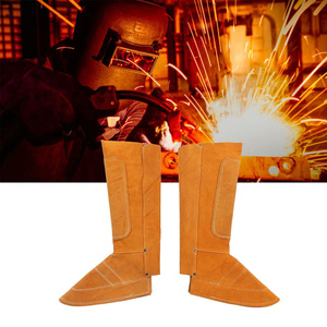 Couvre-chaussures de sécurité en cuir de vachette pleine fleur ignifuge, haute performance, robuste et réglable pour la construction et le soudage - Product Image 3