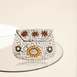 Clásico de moda resina piedra mosaico diseño monedero media luna cuadrado único madre perla para bolso de mano nupcial uso Casual - Product Image 2