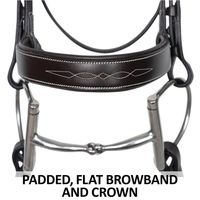 Bridon en cuir pour cheval avec nezier rembourré marron réglable et chaîne de bridage, idéal pour l'équitation anglaise et western