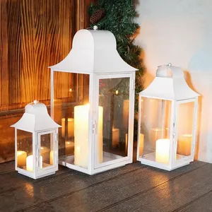 Set 3 Pillared Handmade Embossed 1 Color Iron Lantern Eco-Friendly Durable Portable <b>Candle</b> <b>Holder</b> Home Decoration Indoor <b>Outdoor</b> - Product Image 2