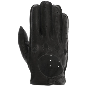 Gants de conduite unisexes en cuir noir avec design perforé et sangle de poignet réglable pour une utilisation quotidienne confortable - Product Image 3