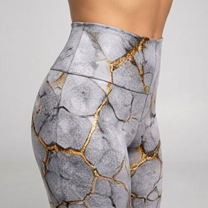 Leggings de Cintura Alta con Estampado de Tierra Agrietada, Tejido Elástico de Punto, Estilo Deportivo, para Todas las Temporadas - Product Image 5