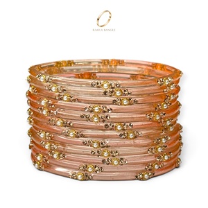 Lot de bracelets en verre pêche goutte de pluie style cachemire pour femmes, bijoux tendance en zircon doré de qualité supérieure, vente en gros - Product Image 2
