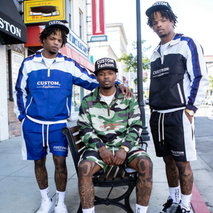 Windbreaker Stacked Pants and Sweat Shirts Nylon Tracksuit Men Zip up Polyester Two Piece Wind Break Short Set for Men's - Product Image 2