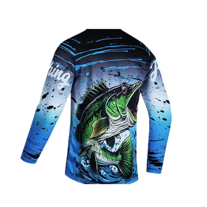 Chemise de pêche respirante à panneaux en maille, à capuche, avec ventilation latérale, séchage rapide, protection solaire, manches longues, mélange poly-spandex, hautement élastique - Product Image 1