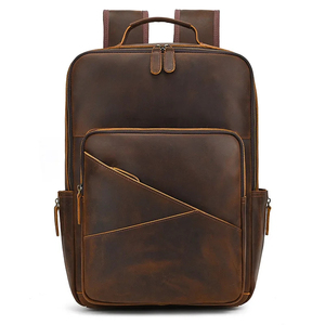 Genuine Leather <b>Laptop</b> <b>Backpack</b> Classic Geometric Design Durable Softback Unisex 20-39L Zipper Closure - Product Image 2