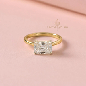 Anillo de Compromiso de Moissanita con Corte Radiante de 1.25 Quilates, Chapado en Oro, Plata de Ley 925, Anillo de Promesa Nupcial para Mujer - Product Image 4