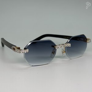 Gafas de sol negras degradadas con detalles de diamantes de moissanita talla pera VVS, gafas de sol de moda hip hop hechas a mano, gafas personalizadas. - Product Image 2