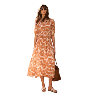 Vestido Maxi Floral de Moda para Mujer, Vestido de Playa con Lazo Delantero para Vacaciones - Product Image 1