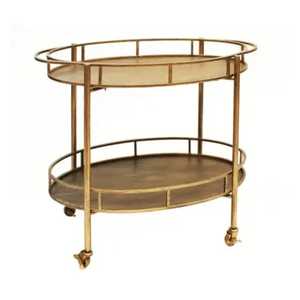 Elegant Gold 3-Tier Round Bar Cart Luxury Glass <b>Serving</b> <b>Trolley</b> with Integrated Wine Rack for Home Bar and Dining Room - Product Image 3