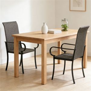 Juego de 2 Sillas de Comedor Marrones con Brazos para Sala de Estar - Product Image 1