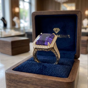 Natural Amethyst 925 Silver Gold Plated European Culture Christian <b>Dainty</b> Bridal Engagement <b>Ring</b> - Product Image 1