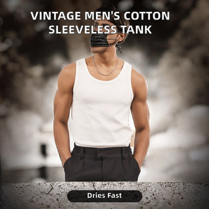 Camiseta sin mangas de algodón lavado transpirable de estilo americano vintage para hombre - Top clásico holgado para entrenamiento de verano - Product Image 2