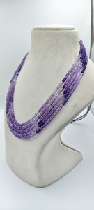 Collar de Múltiples Hilos de Amatista Púrpura Natural con Cuentas Rondelle, Collar Largo Hecho a Mano con Piedras Preciosas - Product Image 2