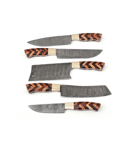 Ensemble de couteaux en acier Damas Legacy Blades, 5 pièces, manche en bois, couteaux de chef, 67 couches, faits à la main, ambidextres, finition satinée - Product Image 1