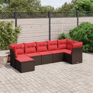 Ensemble de canapés de patio en polyrotin marron, 7 pièces, avec coussins, canapés de jardin - Product Image 1