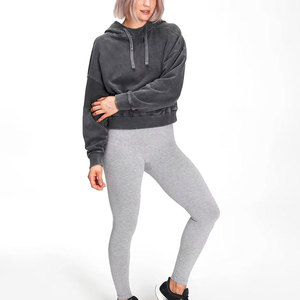 Nouvelle Arrivée Sweat à Capuche Femme Tendance à Manches Longues Respirant Effet Délavé Acide – Vêtement d'Hiver Personnalisé Coupe Courte - Product Image 4