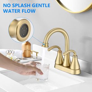 <b>Brushed</b> Golden 2-Handle Bathroom Sink Faucet with Pop-Up <b>Drain</b> Basin Faucets Product - Product Image 2