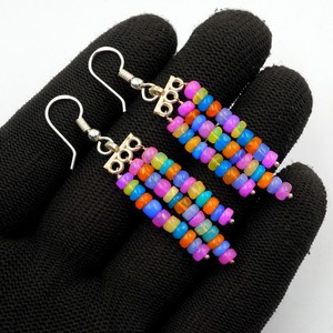 Boucles d'oreilles en opale éthiopienne, perles multicolores, argent sterling 925, plaqué or 18 carats, style bohème, pour femmes - Product Image 4
