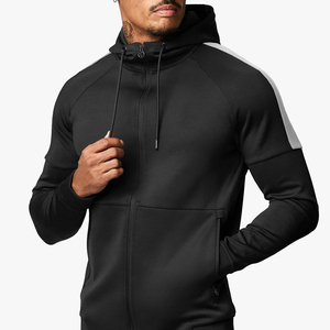 Sudadera con Capucha Negra para Hombre, con Paneles Grises en los Hombros, Transpirable, Deportiva, Informal, para Otoño - Product Image 4