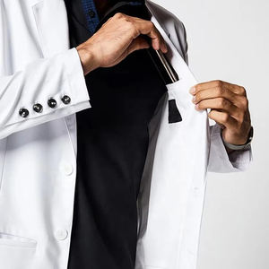 Blouse de laboratoire unisexe en toile blanche extensible (spandex/polyester) grande taille, nouveau design, confortable, séchage rapide, pour usage hospitalier, en promotion en ligne - Product Image 2