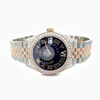 Montre de luxe en diamant, bracelet en argent moissanite, or rose et argent bicolore, quartz analogique unisexe, fermoir caché, 20 mm, cristal saphir