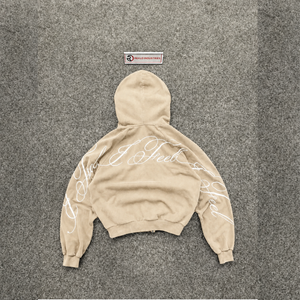 เสื้อฮู้ดซิปสีเบจพรีเมียม ผ้าฝ้ายนุ่ม 100% สไตล์สตรีทแวร์ แขนเสื้อลายกราฟิก ใส่ได้ทุกวัน อุ่นสบาย ระบายอากาศได้ดี ทนทาน บุผ้าด้านในอย่างดี ลดราคา - Product Image 6