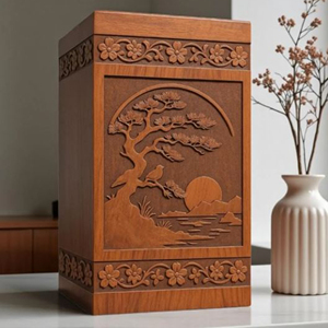 Custom Engraved Wooden Urn for Ashes <b>Memorial</b> Personalized Wooden Cremation Urn with Name Plate by AYAANS - Product Image 2