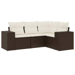 Ensemble de canapés de jardin en rotin PE marron avec pieds réglables, mobilier de patio standard - Product Image 2