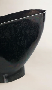 Modern Obsidian Black Footed <b>Boat</b> Vessel – Large Sculptural Metal <b>Planter</b> Bowl for Floral Arrangements, Table Centerpiece Decor - Product Image 3