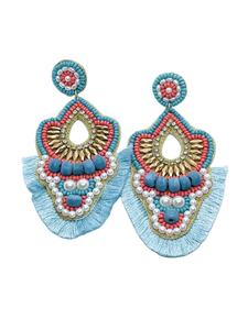 Nouveau Style bohème carré perlé boucles d'oreilles à la mode tissé à la main perles de riz colorées amour coeur boucles d'oreilles avec perle cadeaux - Product Image 6