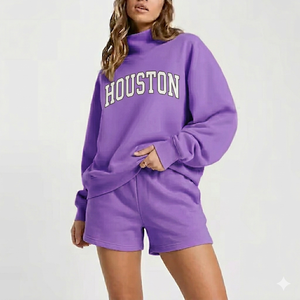 Conjunto de Pantalones Cortos y Top de Cuello Alto Harmony Coordinated para Mujer, Atuendo de Invierno, Cálido, Relajado, Elegante y Estilizado, Colección Diaria - Product Image 1