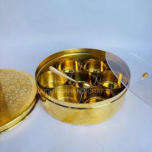 Heavy Duty Brass Spice Container <b>Set</b> with Lid and Inner Bowls - Product Image 2