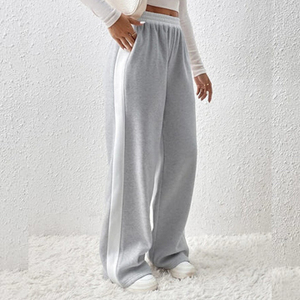 Women Custom Streetwear Patchwork Fleece Sports Trousers High Waisted Wide Leg Pants Casual <b>Hipster</b> Fashion Sweatpants - Product Image 4