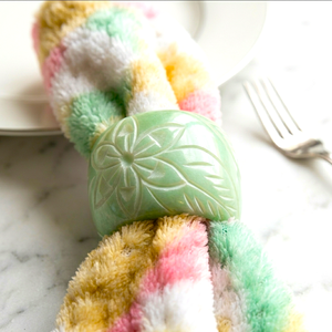 Resin Rose Classic Wedding Napkin Ring <b>White</b> Resin Napkin Ring with Floral Carving Design Wedding Party <b>Table</b> Decoration - Product Image 5