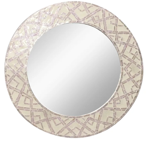 Fournisseur fiable de miroirs décoratifs ronds en mosaïque de coquillages organiques pour la maison moderne, miroir en nacre. - Product Image 2