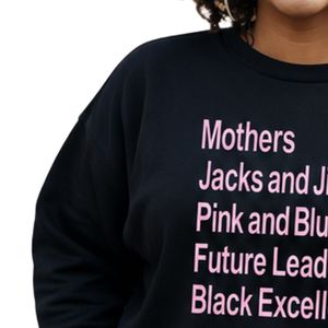 Women's Black Pullover <b>Sweatshirt</b> Featuring Mothers Jacks and Jills <b>Pink</b> Future Leaders Black Excellence Front Text for Casual - Product Image 4