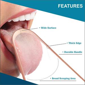 Previene el mal aliento, mejora el sabor, flexible, ligero, de cobre puro, extremos curvos para un agarre firme, cuidado bucal completo para adultos - Product Image 3