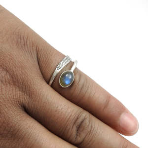 Factory Price <b>Adjustable</b> Design <b>Rings</b> Oxidized With Oval Cut Labradorite Gemstone 925 Sterling Silver Made Handmade Boho <b>Ring</b> - Product Image 2