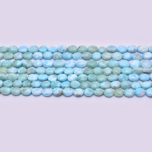 Perles ovales lisses en Larimar bleu AAA+ 5x7mm-6x8mm, pierres précieuses semi-précieuses naturelles multi-vertes en Larimar, perles en vrac pour la fabrication de bijoux - Product Image 1