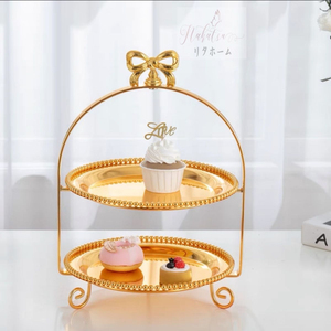 Durable 2 Tier Metal <b>Cake</b> <b>Stand</b> ith Handle Dessert Display Rack <b>for</b> Wedding Party Birthday Cupcake Display <b>Stand</b> On <b>Sale</b> - Product Image 4