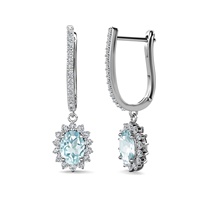 925 Sterling Silber Nature del stein Himmelblau Topas Schmuck Vintage Blume Huggie Tropfen Ohrringe für Frauen Destiny Jewell ery