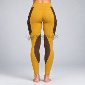 Pantalones ecuestres para mujer diseñados con tela elástica, costuras cómodas y un ajuste seguro para montar a caballo y en la establa. - Product Image 2